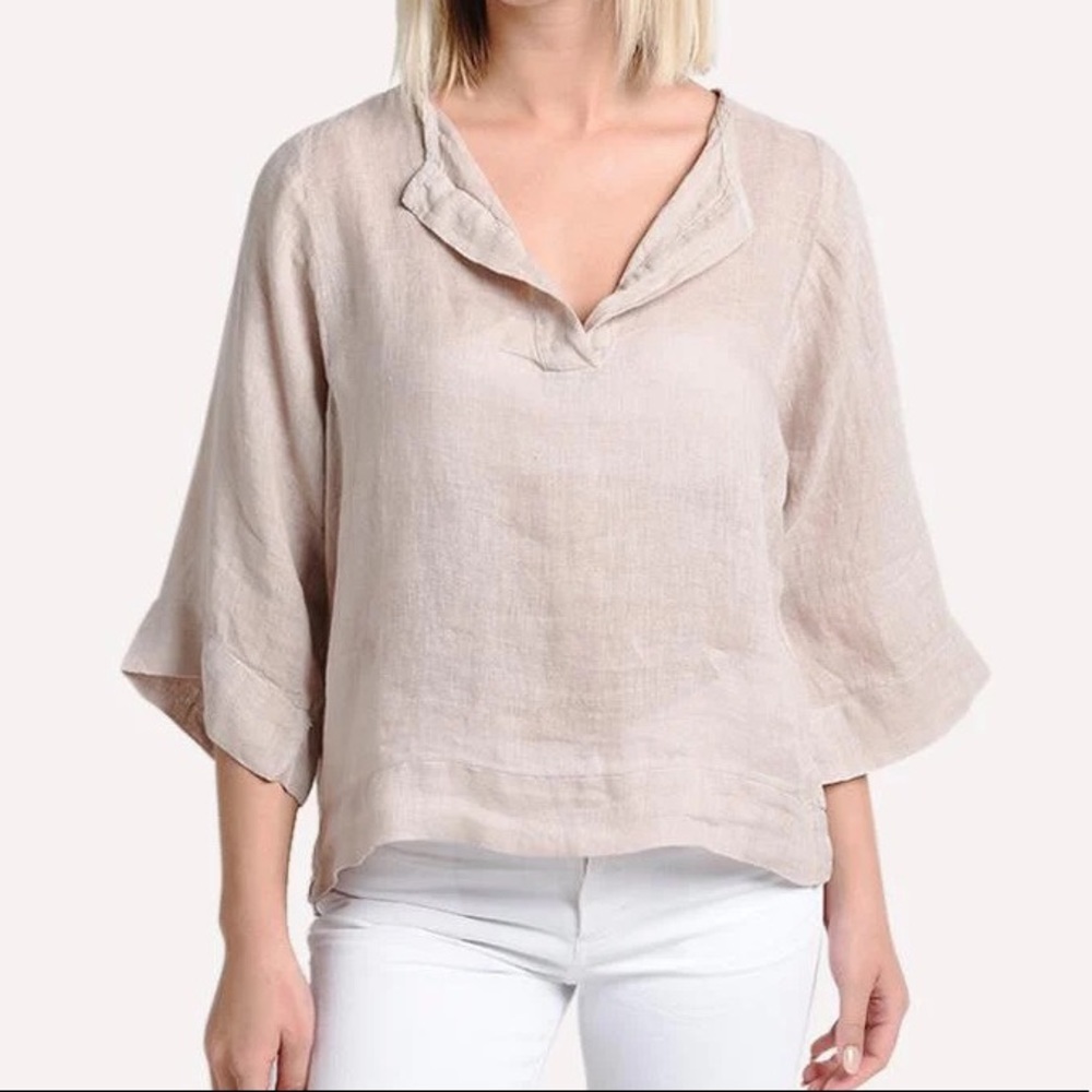 Starkx Boxy Placket Top Linen White